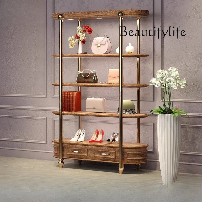 

M Medieval Custom Clothing Store Boutique Display Shoe Bag Zhongdao Rack Floor-to-ceiling Display Rack Jewelry Shoe Bag Rack