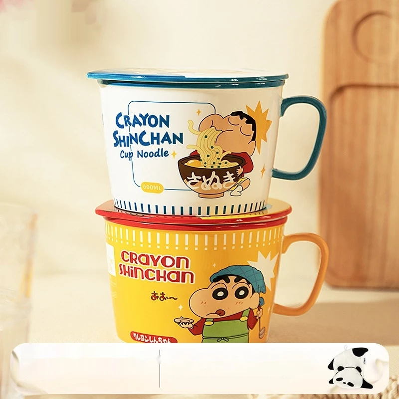 Crayon Shin Chan Anime Ceramic Japanese Series Instant Noodles Bowl With Lid Cute Cartoon Instant Noodles Bowl For Student Dormi