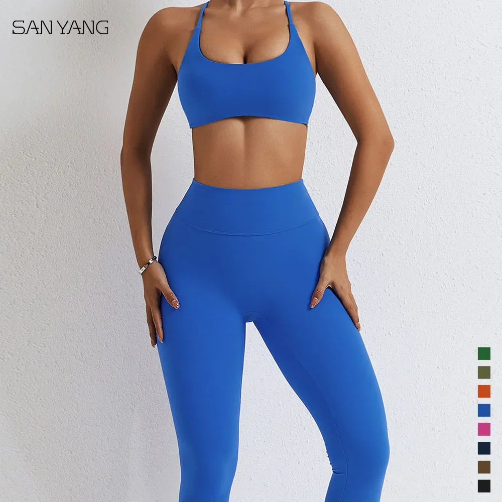 Yoga Set Seamless Women Workout Shirts Sport Pants Bra Gym Suits Fitness Shorts Crop Top High Waist Running Leggings Sports Sets