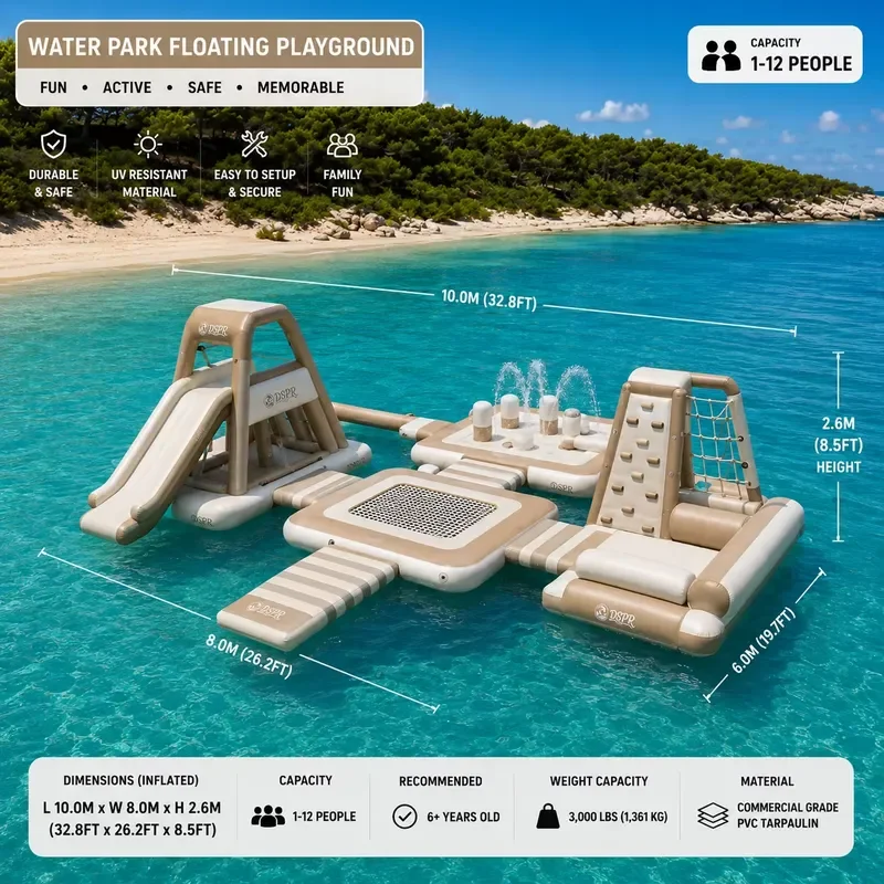 Commercial Inflatable Water Park Floating Aqua Park with Slide and Obstacle Course for Lake Resort