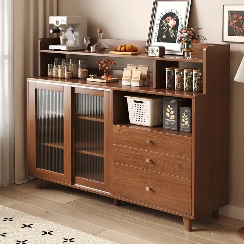 Japanese Style Solid Wood Dining Sideboard Cabinet Wall Mounted Living Room Tea Cabinet Kitchen Storage Cabinet Buffet Server
