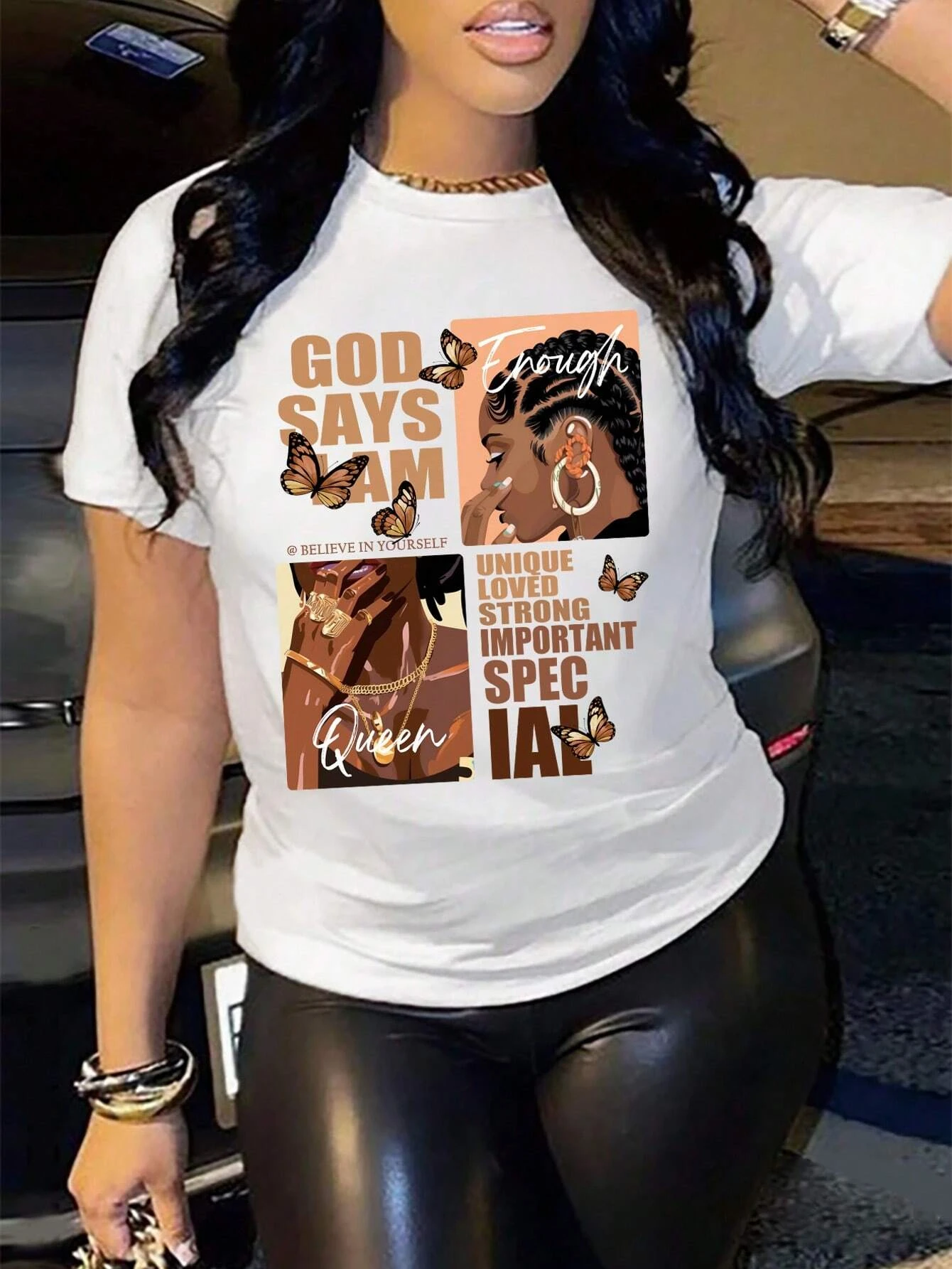 Camiseta de algodón con estampado de retrato y eslogan para mujer, blusa informal de manga corta con cuello redondo, ropa clásica de verano, S-3xl