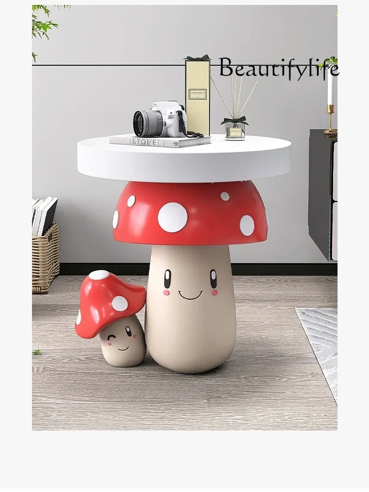 새로운 귀여운 만화 버섯 작은 커피 테이블 침실 바닥에 앉아 소파 사이드 테이블 장식 침대 옆 테이블