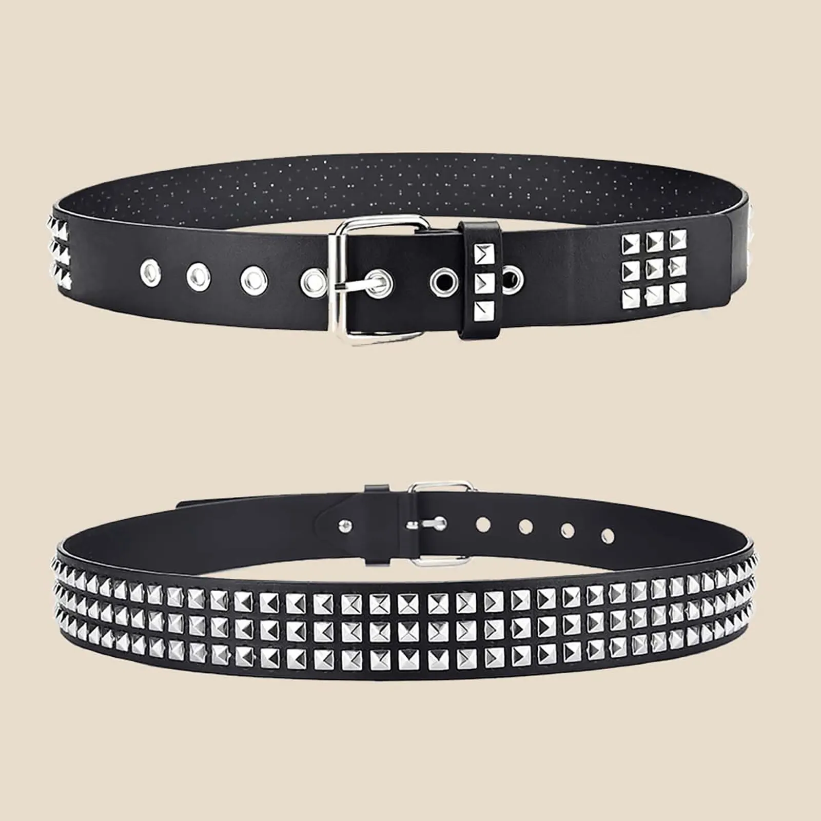 2023New Square Bead Rivet Belt Metal Pyramid Belt Men and Women Punk Hardware Jeans Belt Y2K Belt Designer Belt Women\'s Belts