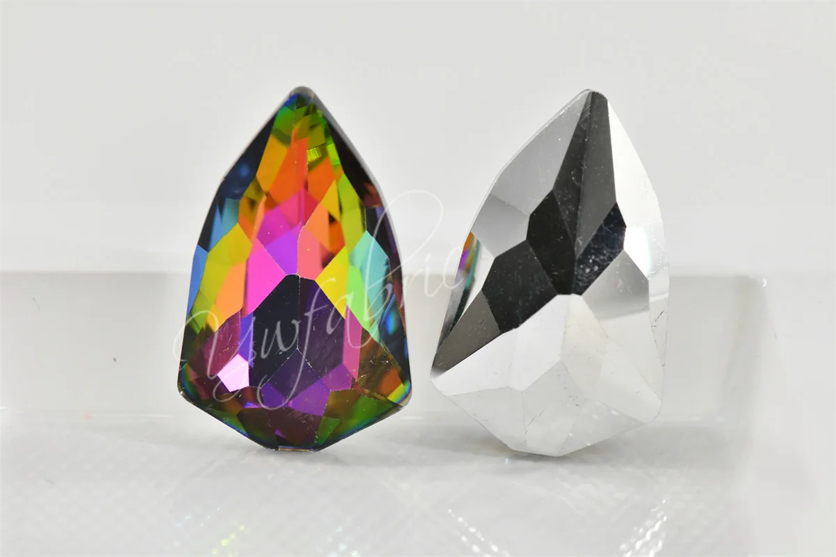 72pcs wholesale glass beads Shield shape rhinestones faceted gem stones glass crystals for crafts clear AB 15mmx24mm