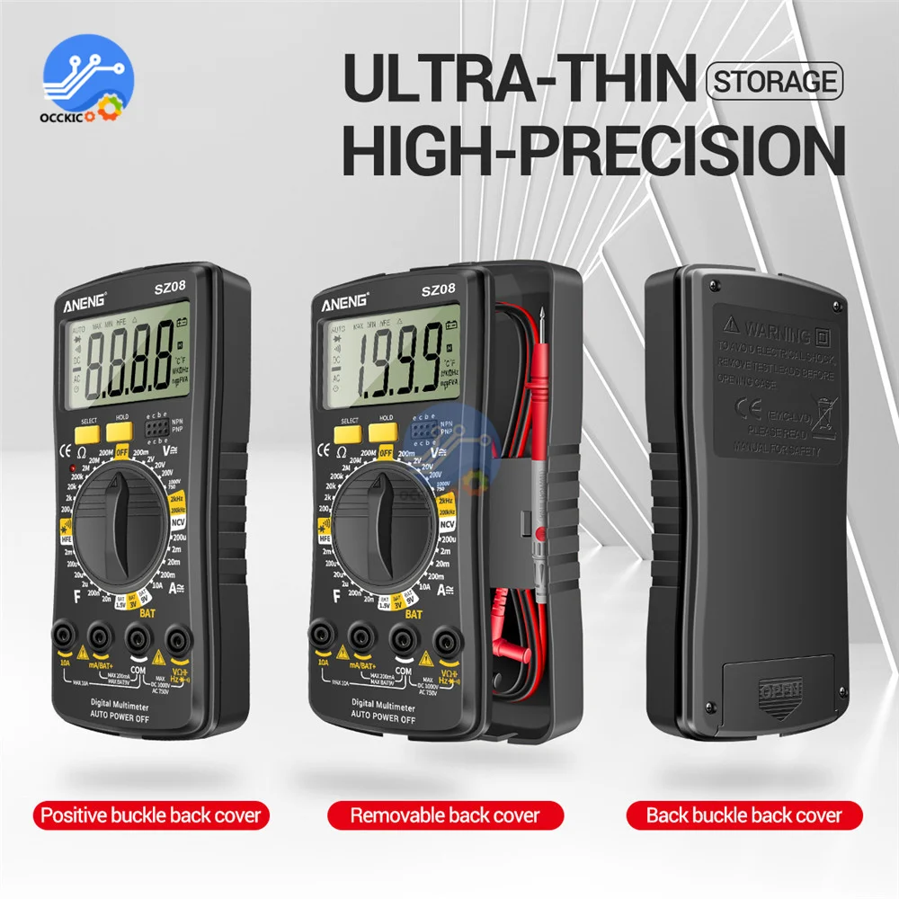 SZ08 Digital Multimeter Ultra-thin storage Professional Multimetro Auto Voltmeter AC DC 220V Resistance Handhold Testers