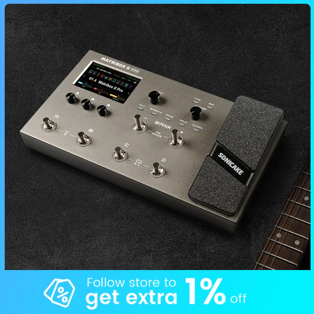 SONICAKE Matribox II Pro 4.3“ color touch screen Guitar Bass Amp Modeling IR Multi-Effects with Expression Pedal QME-200 Gifts