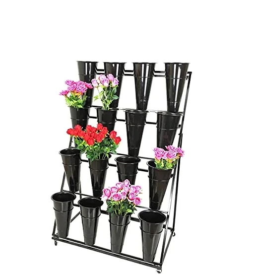 Wrought Iron Florist Shelf, Large Plant Stand Flower Bucket Display Stand Apply to Balcony Garden Flower Shoppromote sales