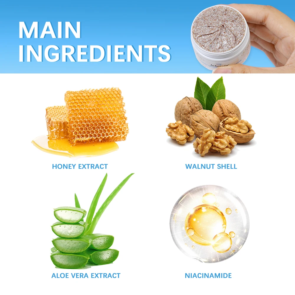 ハニー ウォールナット スクラブ & マスク - マヌカハニーとクルミを配合した角質除去マスク、黒ずみ、蓄積、しわ、スキンケア製品用