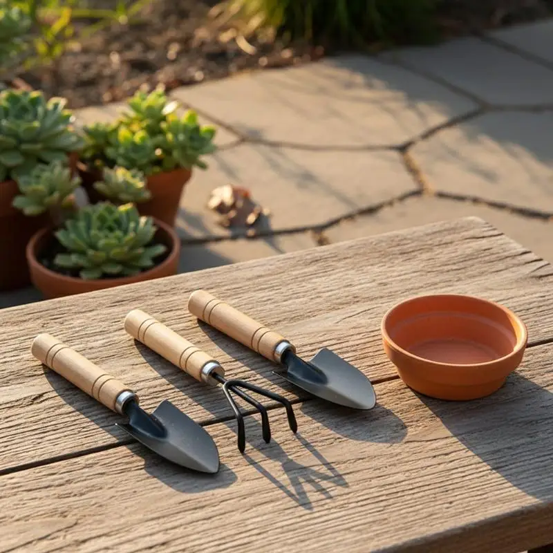 Mini Metal Spade Rake Gardening Hand Tool Set, Potting Planting Accessory for Household Potted Plant Care
