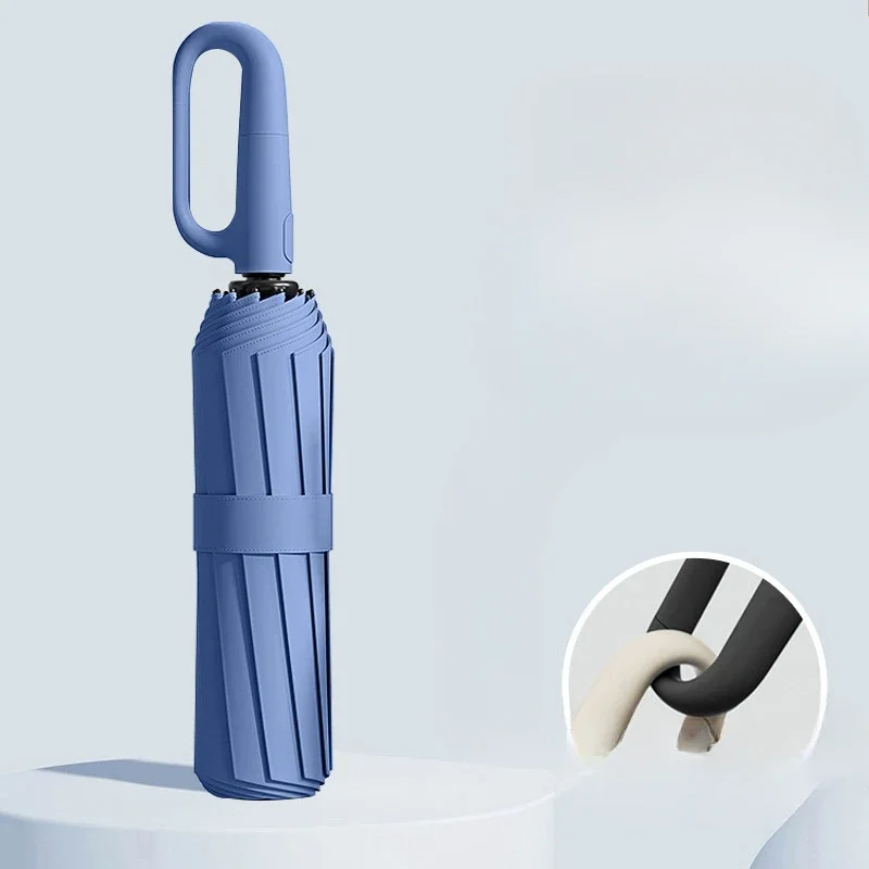 Large reinforced UV-resistant windproof rainproof fully automatic rotating buckle folding umbrella with double ribs image 3
