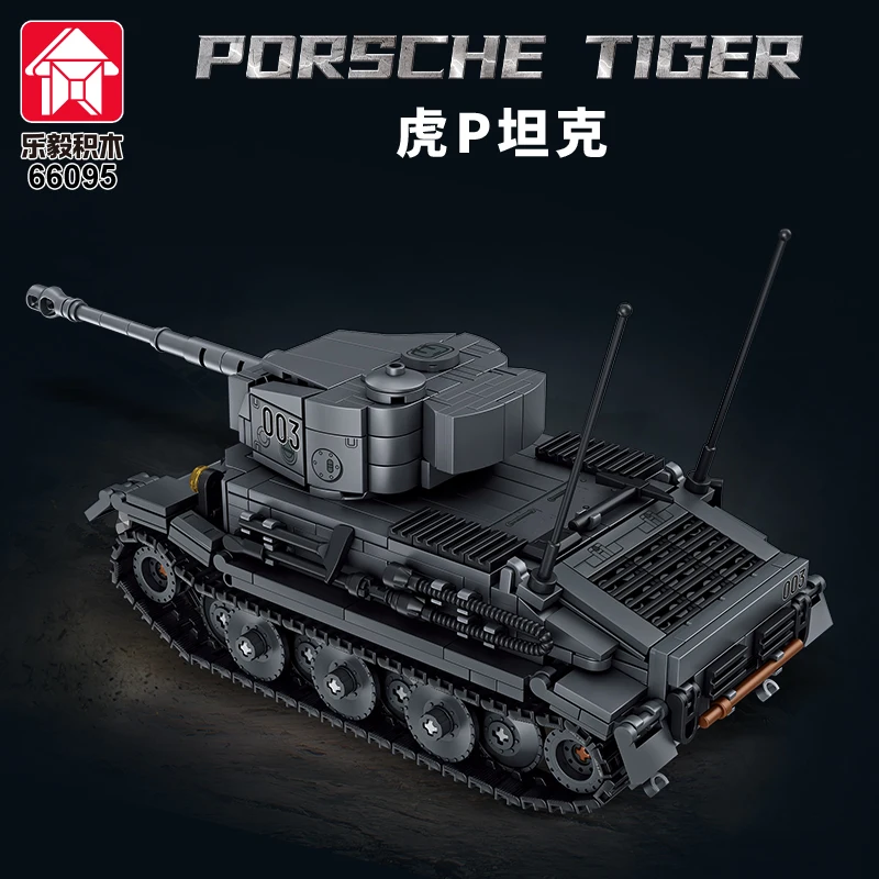 Zestaw klocków Porsche Tiger Tank, czołg wojskowy z II wojny światowej, MOC, czołg bojowy, żołnierze, niemiecki, dla dzieci, chłopców, na prezent.
