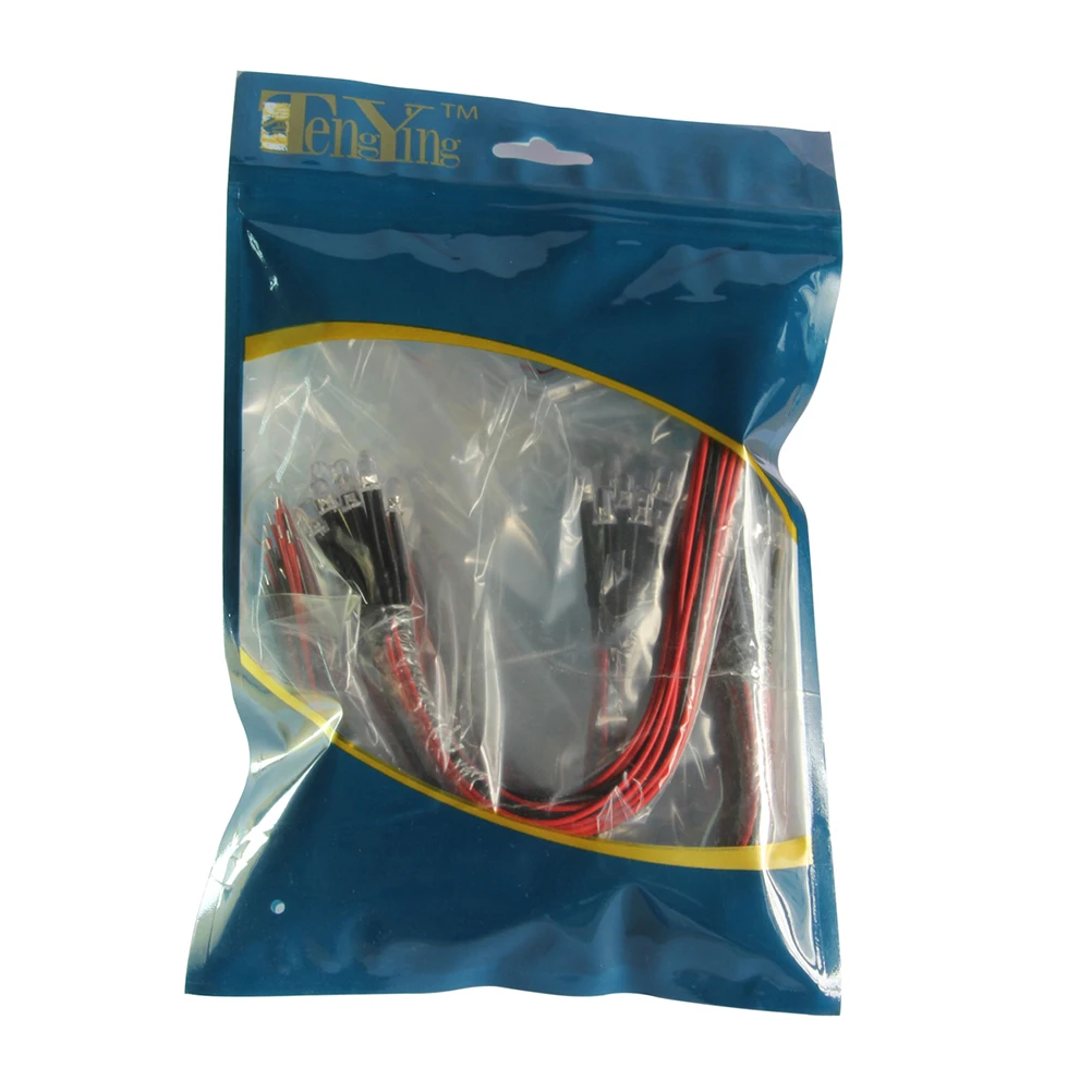 

50PCS 12V Light-emitting Tube with a Line 5mm Light-emitting Diode LED Beads for Toy Car Decor (Red Yellow Blue Green White)