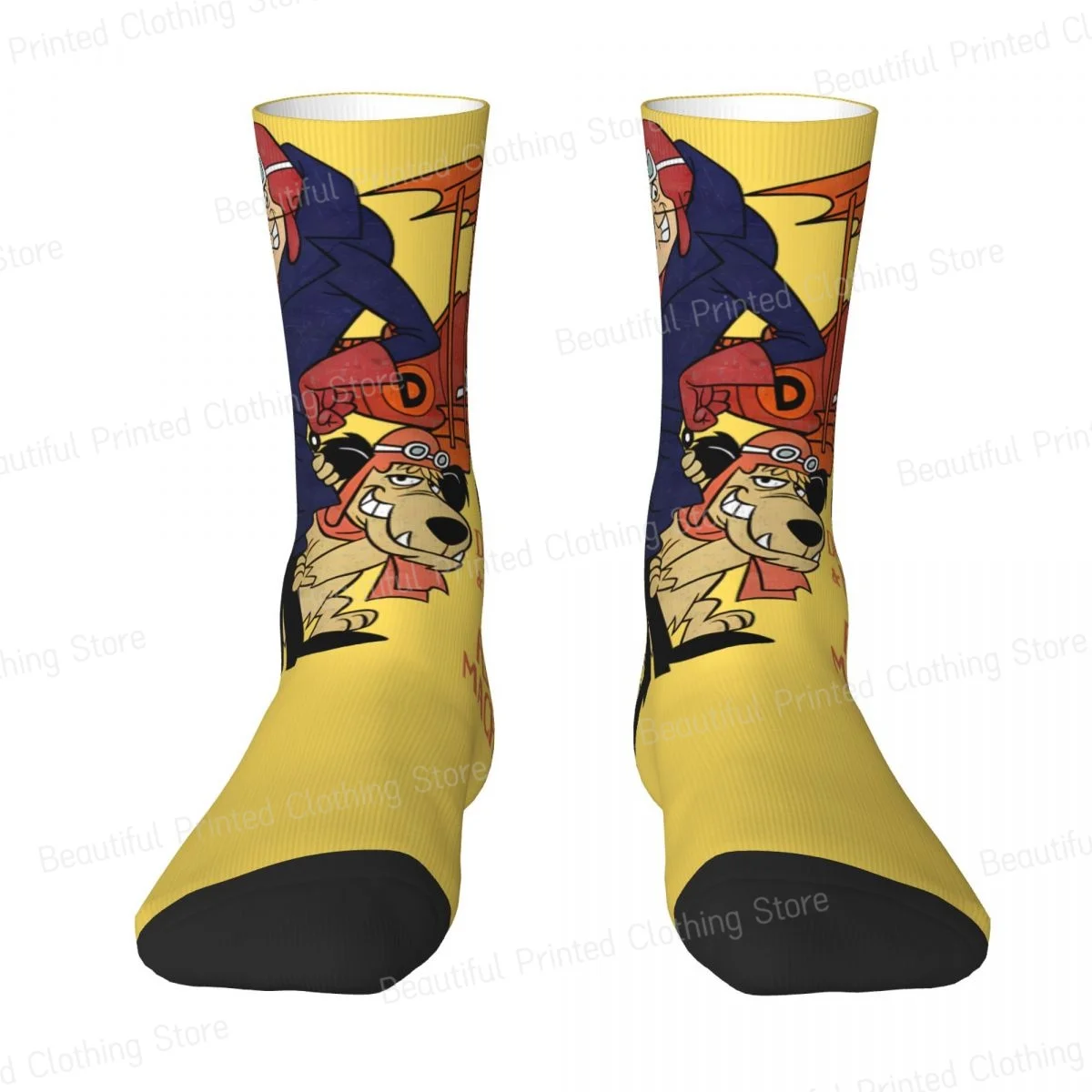 Dastardly Muttley Flying Machines Wacky Races Cartoon Unisex Four Seasons Socks Fun printing Socks Street Style Crazy Sock