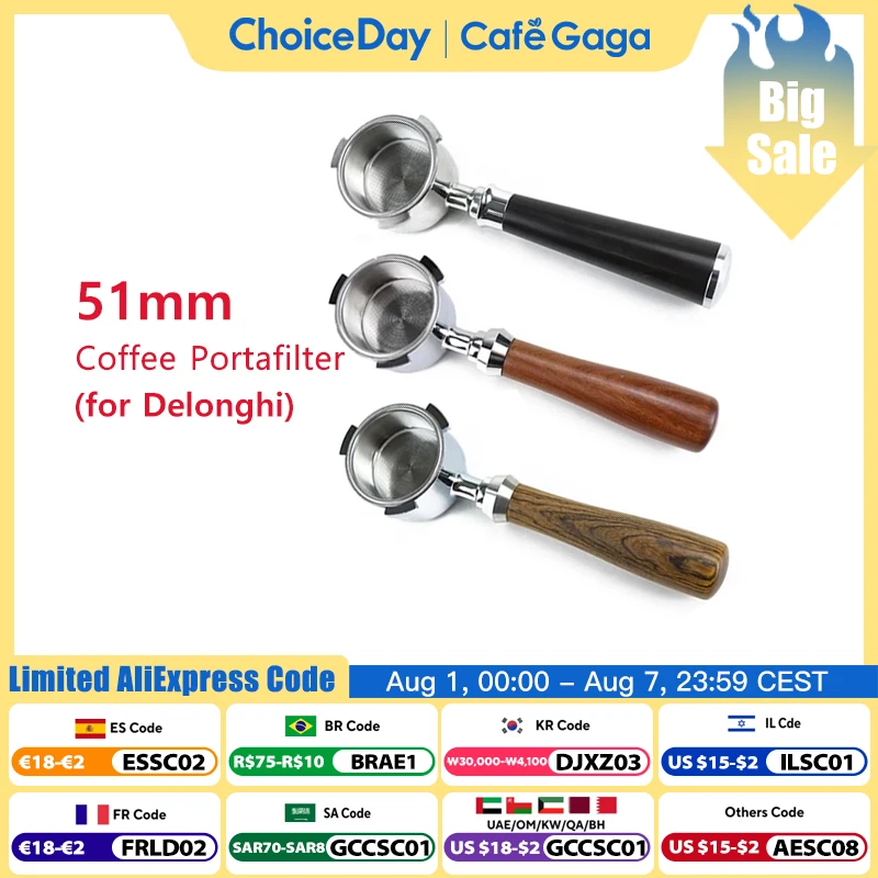 Coffee Bottomless Portafilter 51mm For Delonghi EC680 EC685 Replacement Filter Basket Espresso Machine Accessory Barista Tools