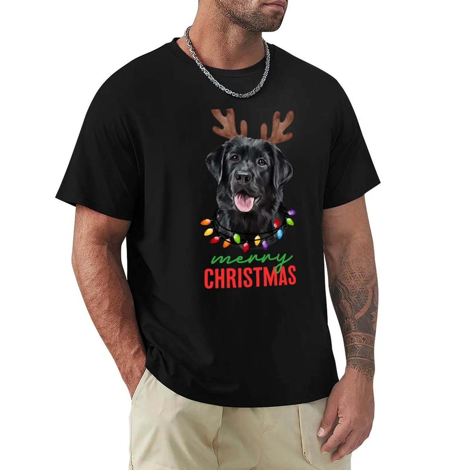 

Merry Christmas Black Labrador Tee T-Shirt vintage animal prinfor boys affliction shirts plain white t shirts men