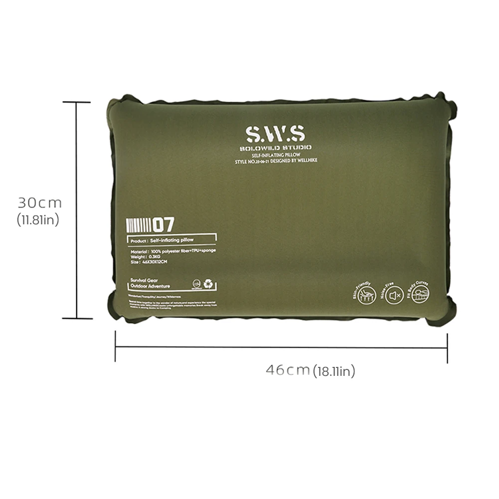 وسادة تخييم قابلة للنفخ محمولة خفيفة الوزن للسفر والمشي لمسافات طويلة وسادة نوم هوائية للرقبة ودعم قطني معدات خارجية #6