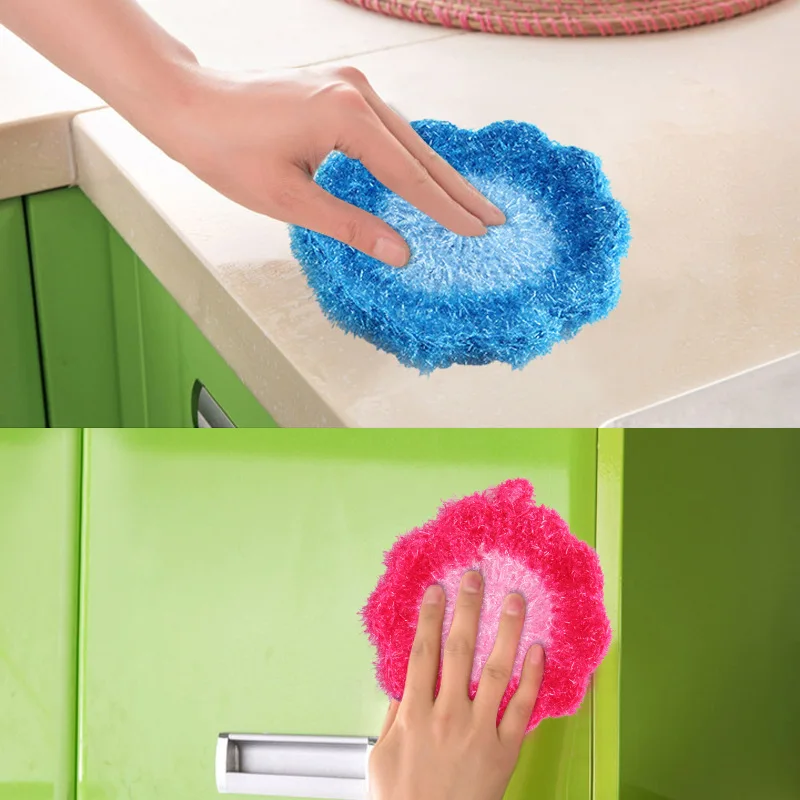 Flower Shaped Dish itchen Tool Bowls Pan Washing Cleaning Cloth Scouring Tableware WashScrubber Sponge Non-scratch Cute Home K