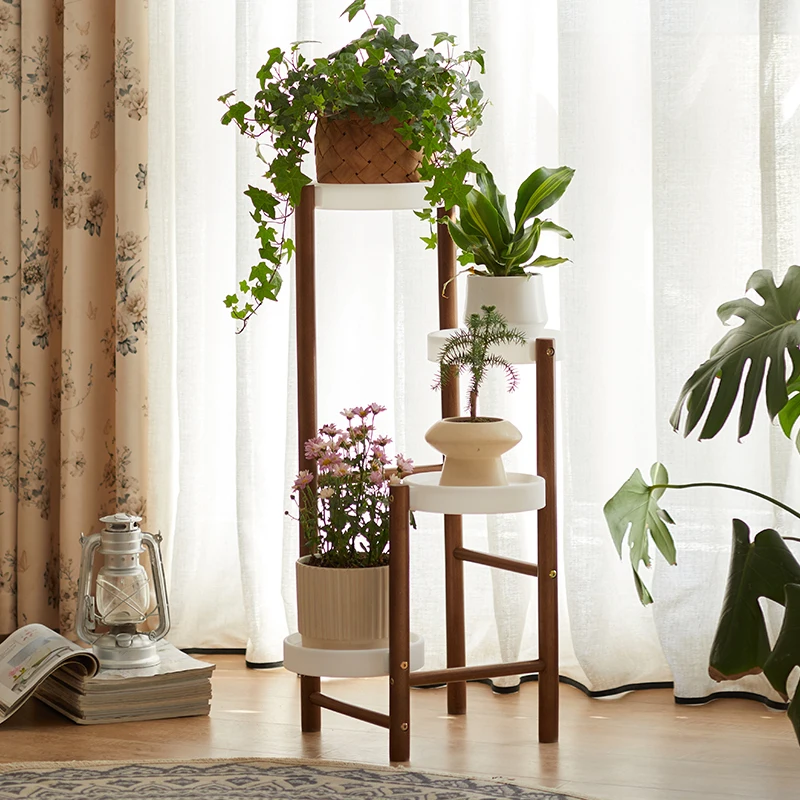 

Solid Wood Plant Stand Multi-Tier Floor Display Shelf for Living Room Indoor Home Plant Decor