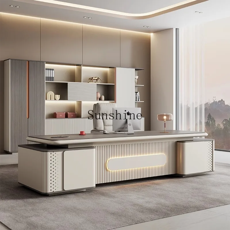 

Office desk and chair combination is simple, modern light luxury and high-end, desk furniture