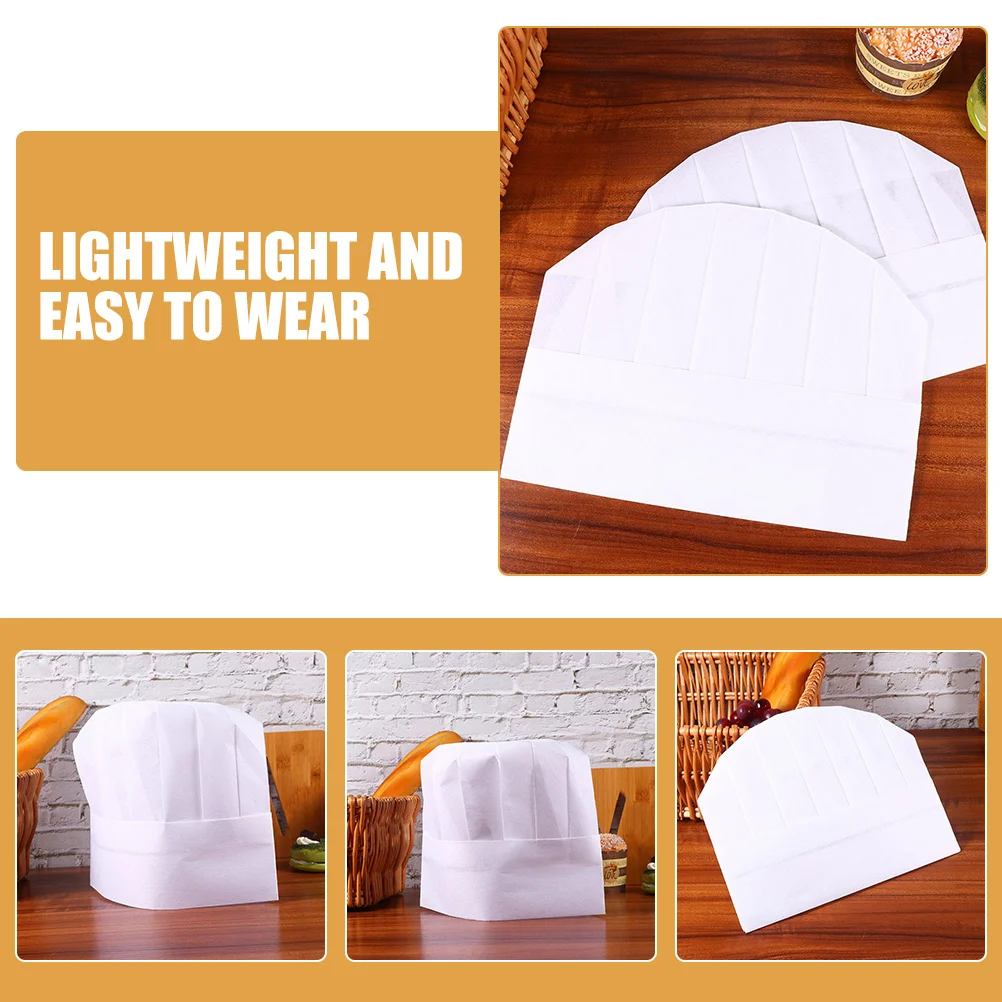 20 個の白い紙のシェフ帽子使い捨て調理ベーキングキャップキッチンパーティー学校レストランベーカーハット用