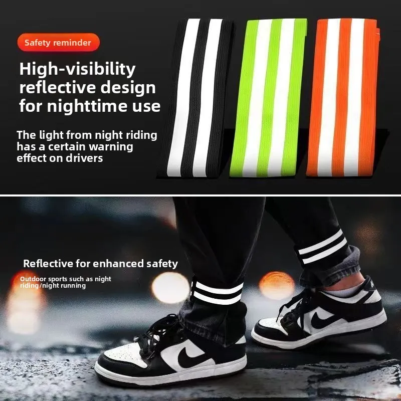 1. High brightness leg strap for bicycle night running, double reflective visible riding elastic strap for night warning