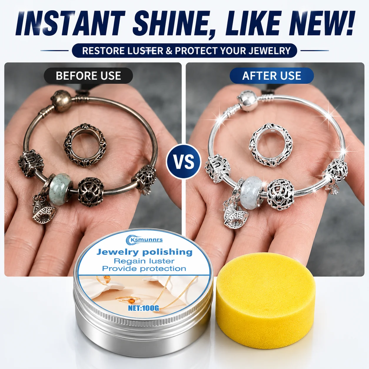 Gold Silver Jewelry Restoration Cream Polish Cleaner for Rings Bracelets Necklaces and Earrings