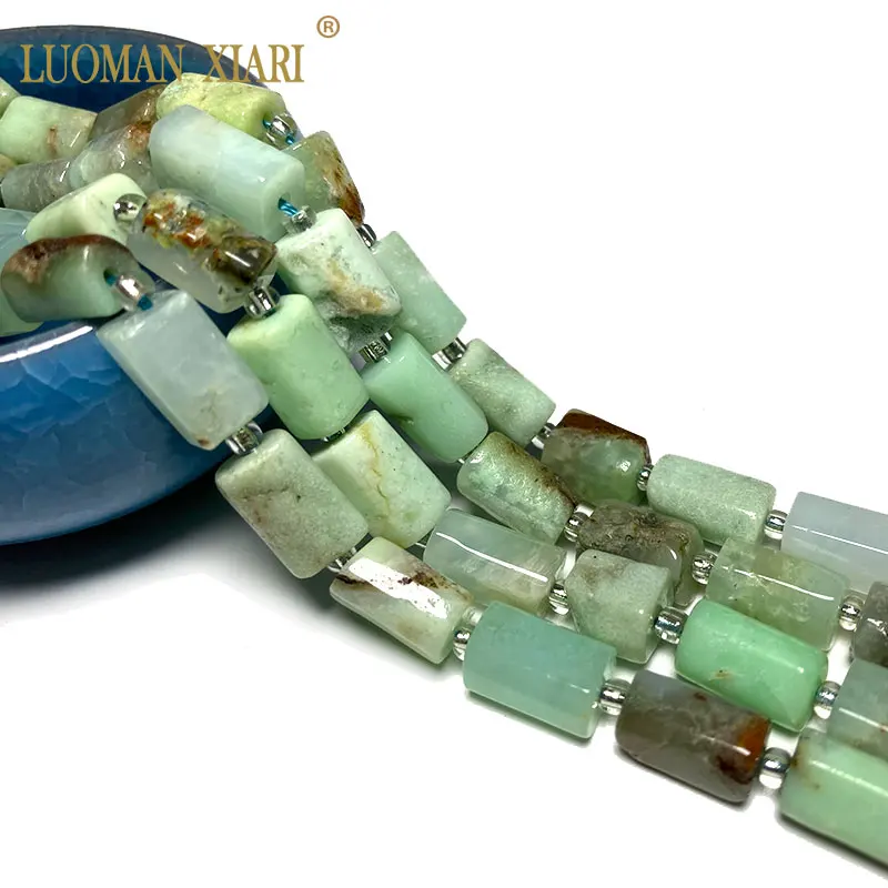 

Fine 100% Natural Stone Chrysoprase Loose Faceted Cylinder Gemstone Spacer Beads For Jewelry Making DIY Bracelet Accessories