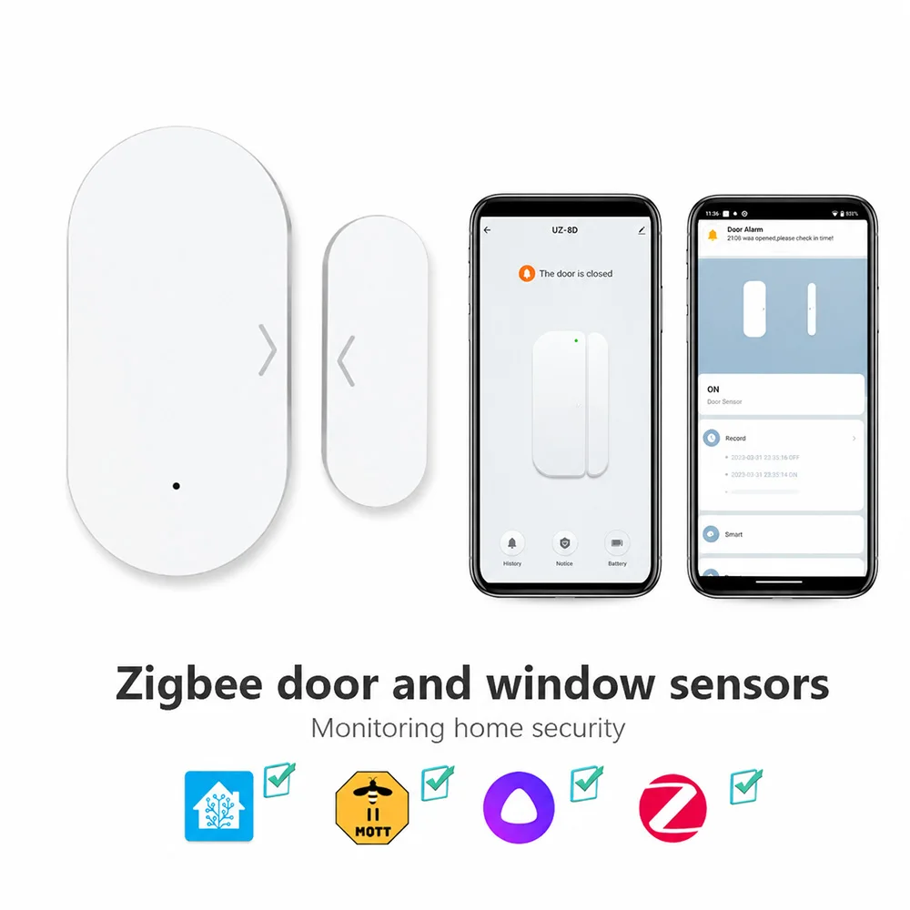 Capteur de porte/fenêtre Zigbee 3.0, passerelle Zigbee requise, compatible avec Smart Life, Yandex, Alexa, Zigbee2MQTT, ZHA, Home Assistant