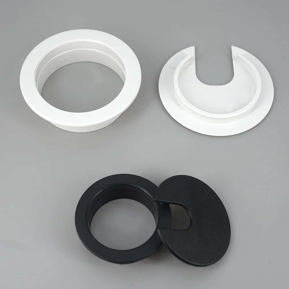 35mm/50mm Plastic Wire Hole Cover Outlet Port Table Computer PC Desk Round Cable Grommet Line Holder White Black