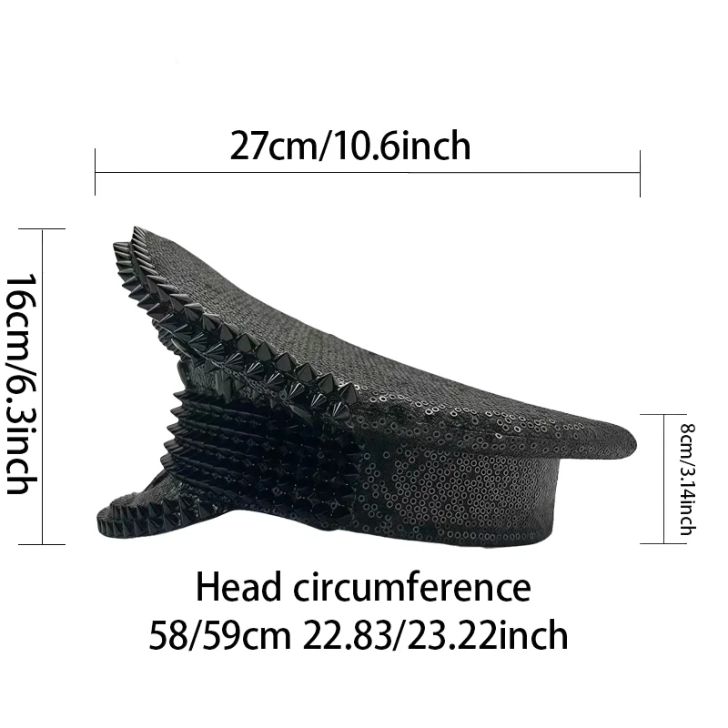 홍루안 옐로우 레이저 가죽 루프 캡틴 모자, 여성용 라인스톤 & 밀리터리 캡, 레이브 페스티벌 액세서리 & 파티 캡 남성용