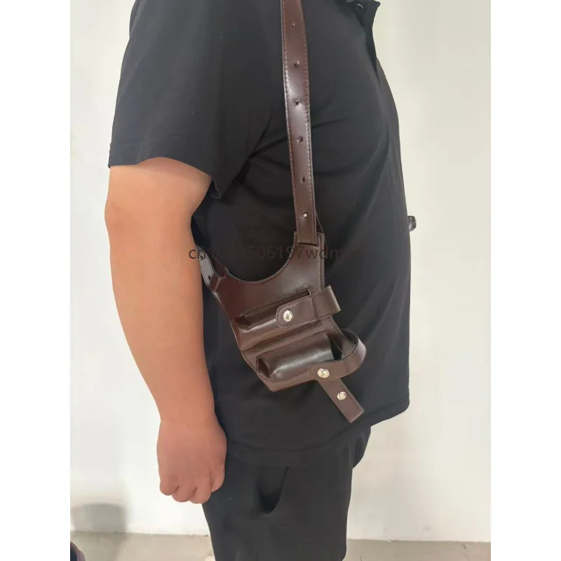 Tactical Shoulder Holster PU Leather Concealed Carry Pistol Holster with Magazine Pouch for Airsoft Hunting Outdoor Cosplay Prop 4