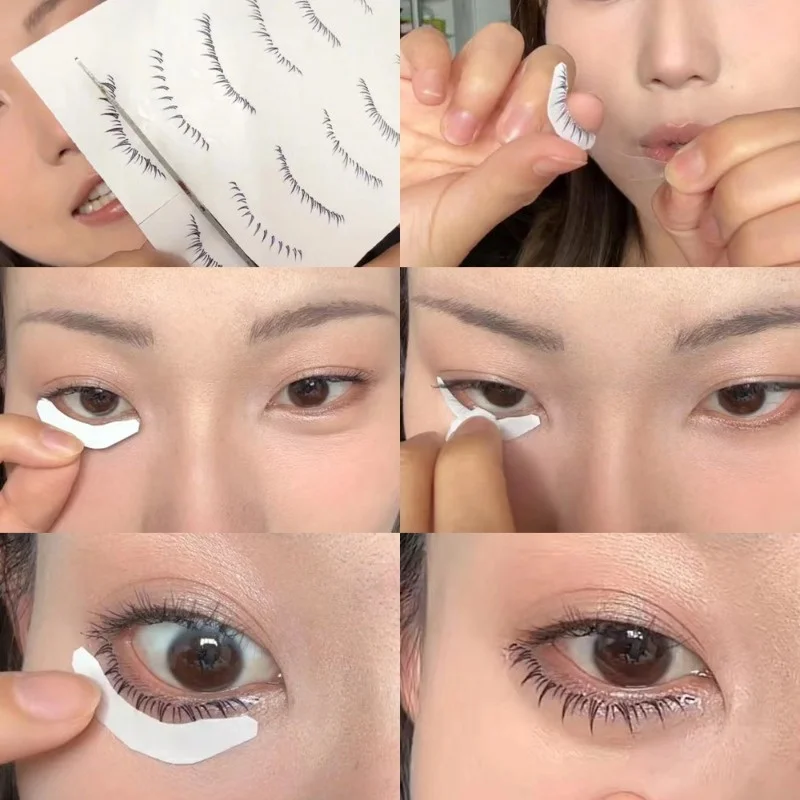 8 pares sob adesivos de cílios tatuagem simulação pintura extensões de cílios postiços natural à prova dwaterproof água ferramentas de maquiagem de beleza dos olhos