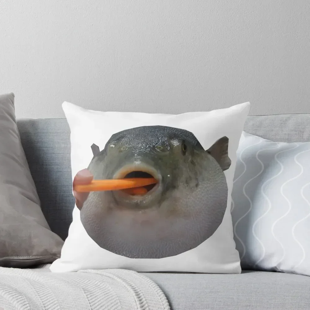 pufferfish eating carrot Throw Pillow covers for pillows autumn pillowcase Sofa Covers For Living Room bed pillows pillow