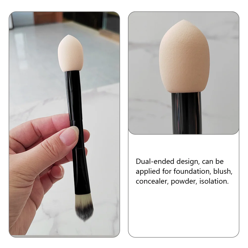 

Dual Ended Makeup Brush 2pcs Powder Foundation Concealer Blush Tool Sponge Travel Professional Women Gift