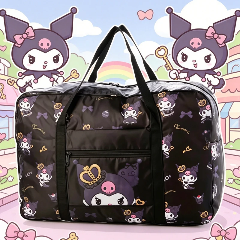 Hellokittys Travel Bag Cute Kuromi Fold Light Trolley Box Large Capacity Storage Bag Downhill Bag Multifunctional Bags for Woman