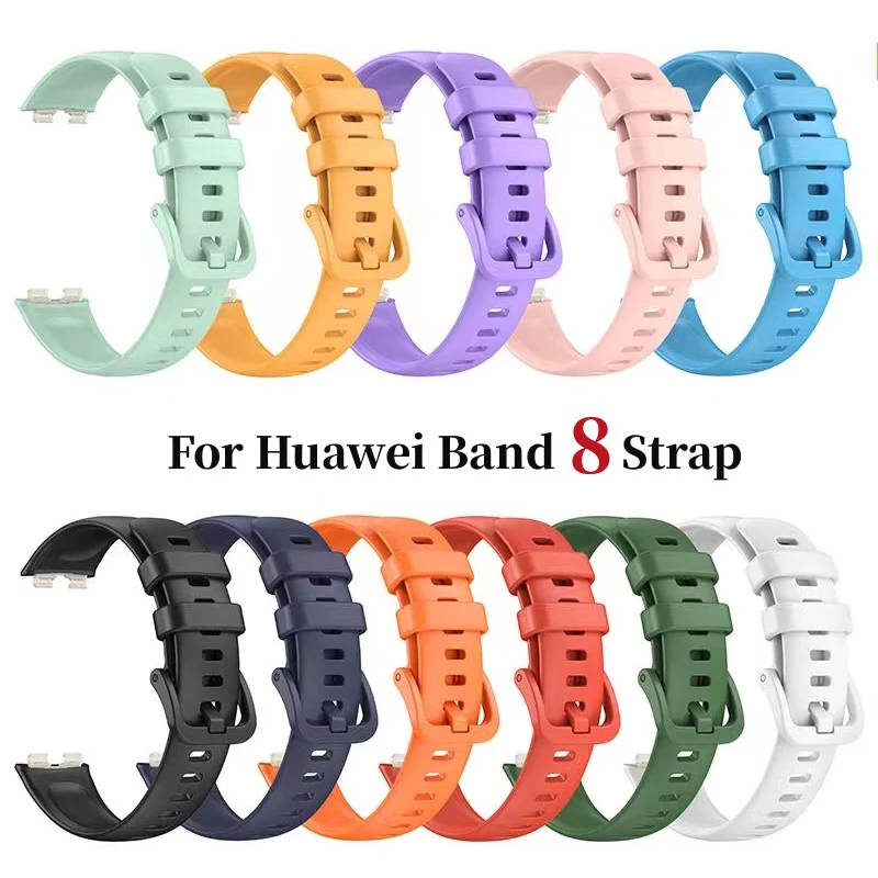 Correa de silicona para Huawei Band 8, pulsera deportiva suave de TPU, resistente al agua, accesorios para reloj inteligente