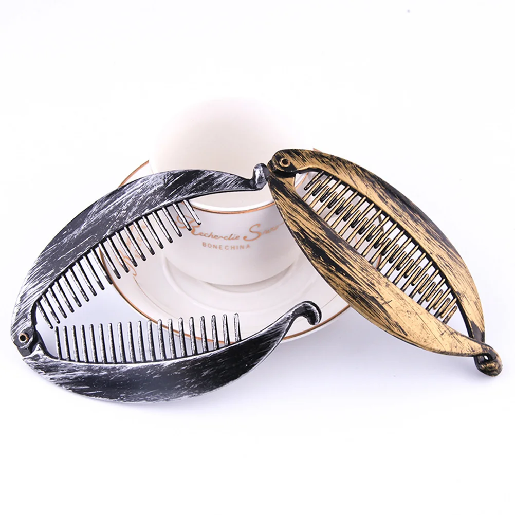 

9pcs Large Banana Hair Clips Retro Resin Ponytail Holder Hair Clamps for Women Lady (Golden Silver Red Bronze for Each 3pcs)