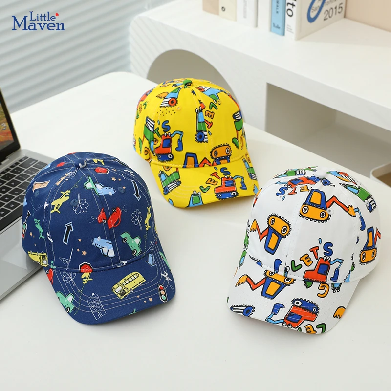 School Baby Boys Baseball 2024 Summer Cartoon Excavator Children Outdoor Kids Caps for 2-8Years Adjustable Sports Hats Cotton