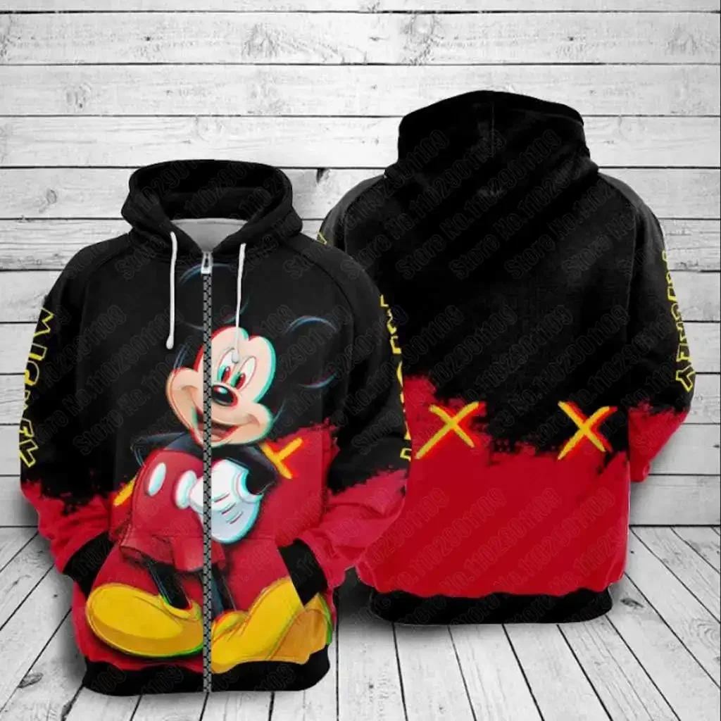 2024 Cartoon Disney Children's Hoodie 3D Printed Mickey Mouse Pattern Sweatshirt Street Fashion Casual Men and Women Hoodie