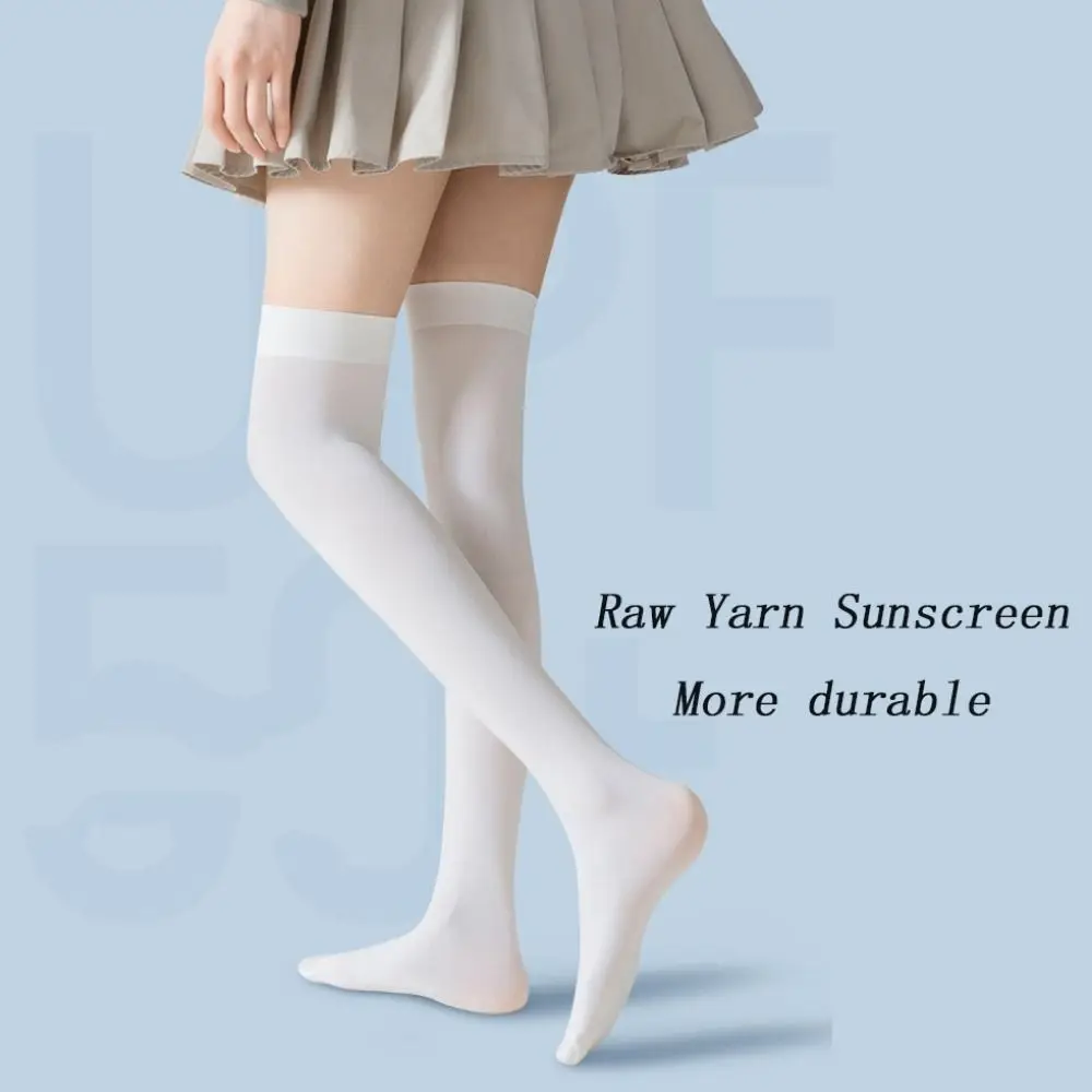 

1 pair Knee Calf Sleeves Sunscreen High Socks Breathable High Elasticity Women Knee High Stockings Thin Sun Protection