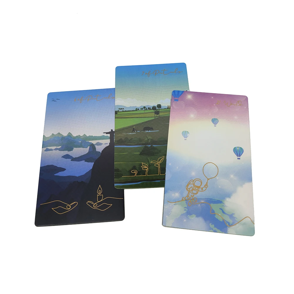 12×7CM cards.Linescape divination Tarot Narrow Line and Wide Landscape .NoStamping the line with GOLD FOIL with Guide Book