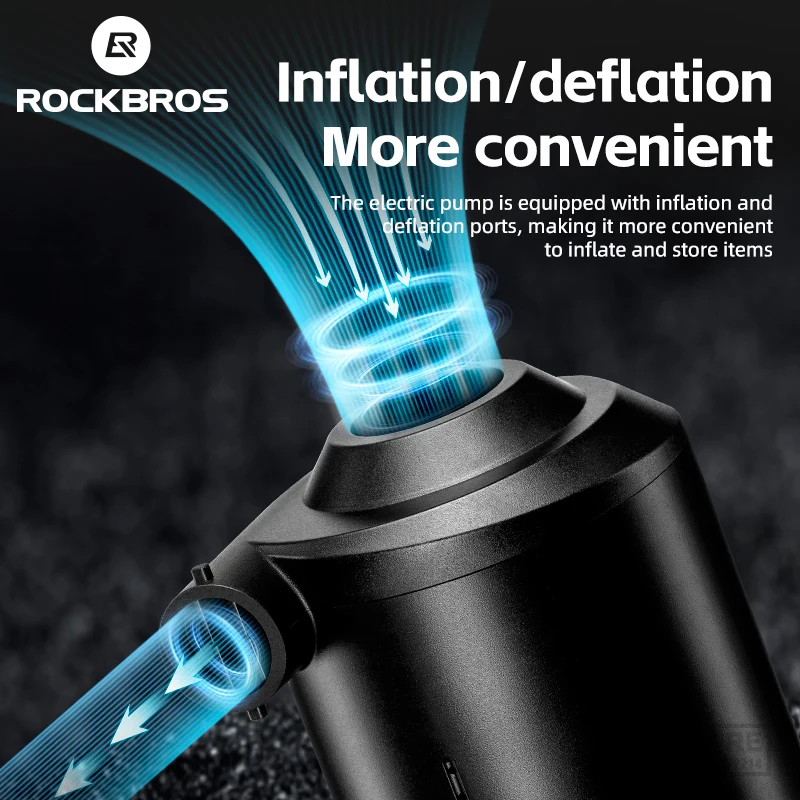 ROCKBROS Air Pump Electric Inflator USB Charging 3 in 1 Outdoor Camping Vacuum Potable Inflatable  Compressor For Mattress