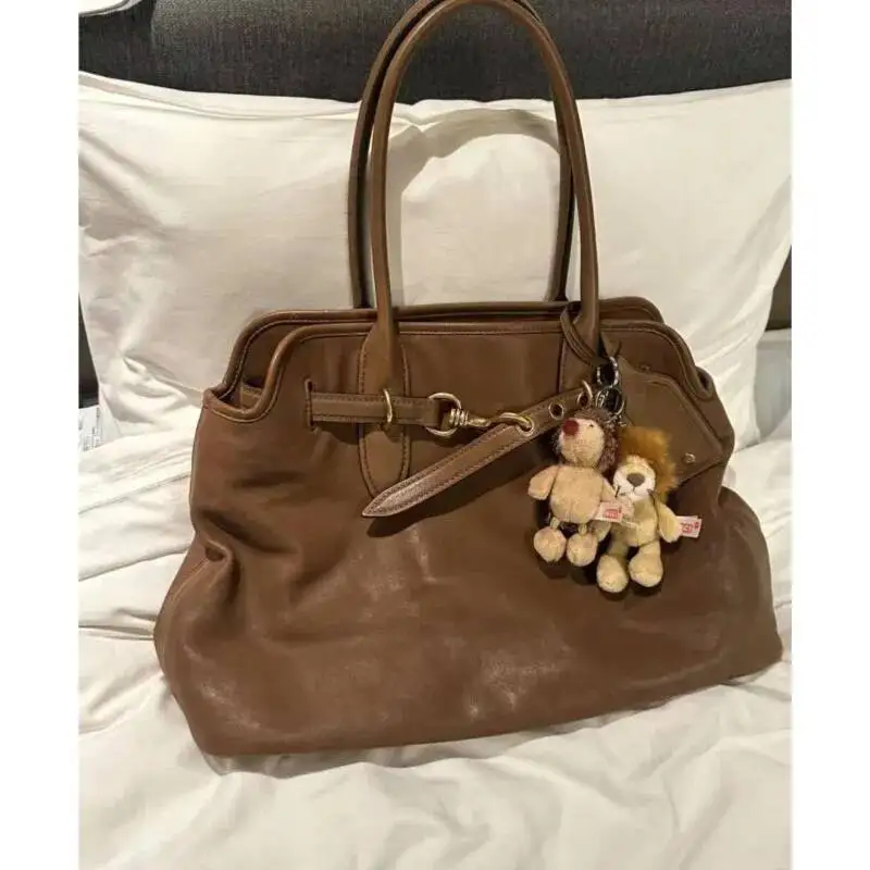 

Bloom Large Capacity Brown Tote Bag Women Autumn Winter Leather Shoulder Bags Female Vintage Casual Handbag Aesthetic