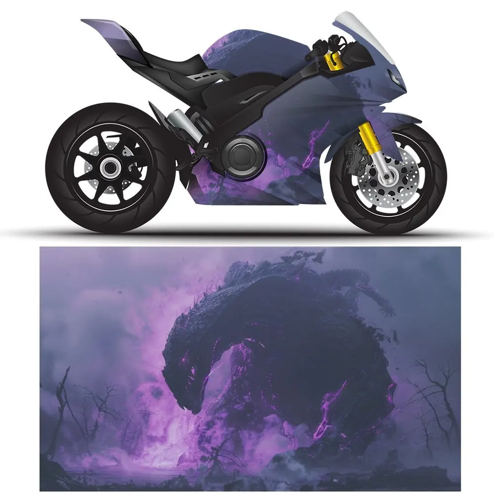 

Самоклеящаяся виниловая наклейка из ПВХ с фиолетовым монстром для мотоцикла, красивая, прочная и водонепроницаемая, без пузырьков, стоит H
