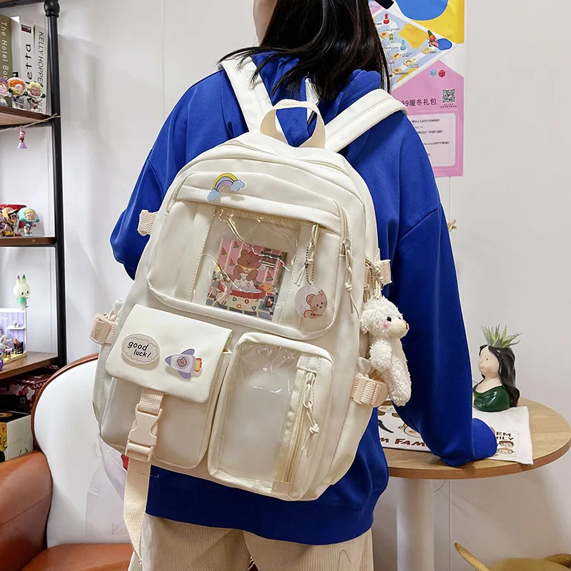 Ins style large capacity elementary school high school student backpack, female Korean version Harajuku versatile backpack, init