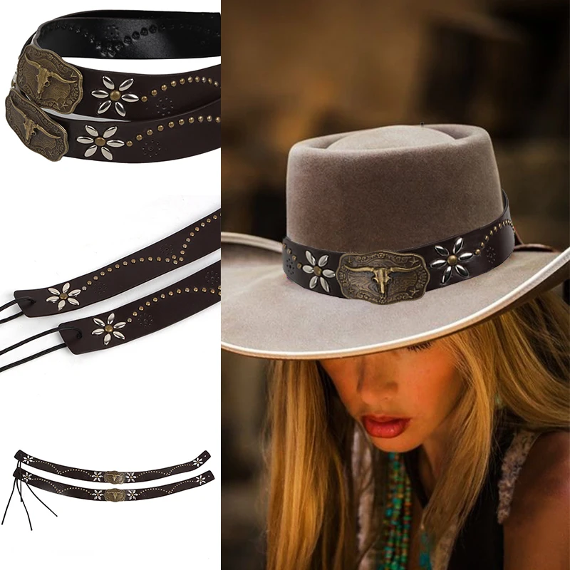 Men Women Adjustable Cowboy Hat Accessories Shell Hat Belts Braid Hat Bands