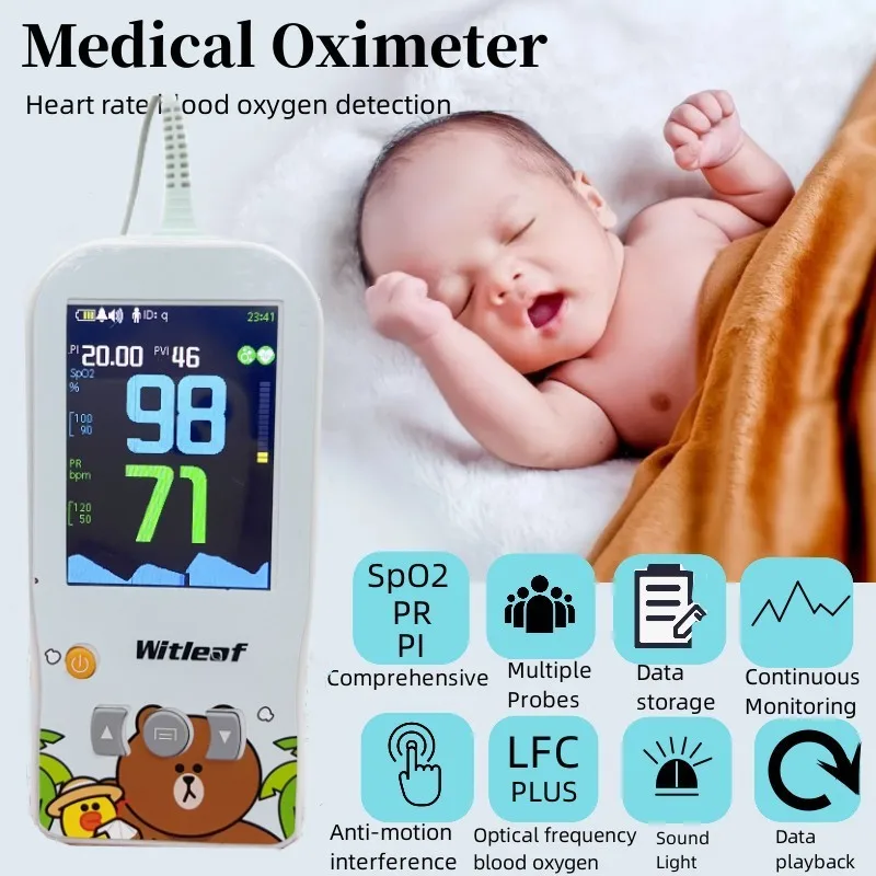 Witleaf Handheld Oximeter Pulse Oximetro Neonatal Mother Kids Baby Adult Pediatric SPO2 PI PR Heart Rate Monitor Accurat