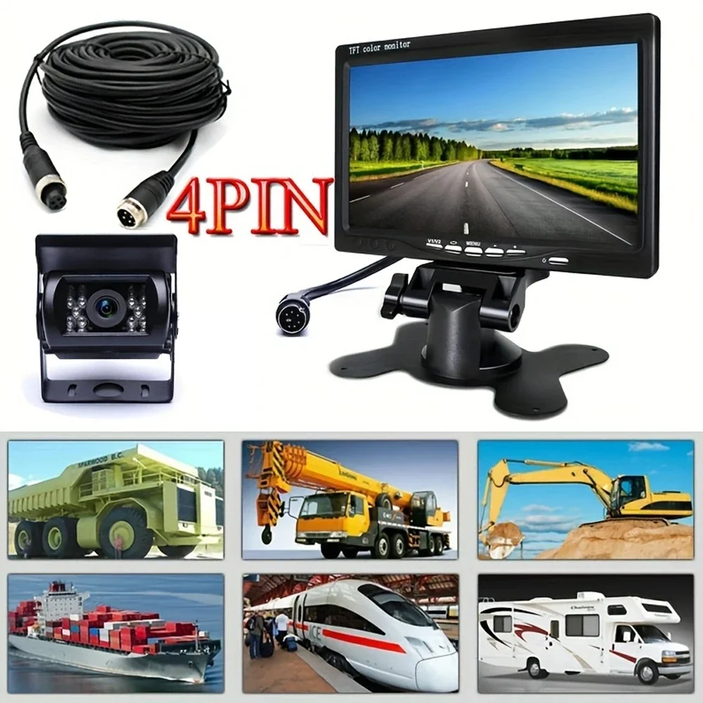

Car Monitor DC 12V-24V 7" LCD Waterproof 4 Pin IR Night Vision Rear View Camera for Bus Truck Rear View Display