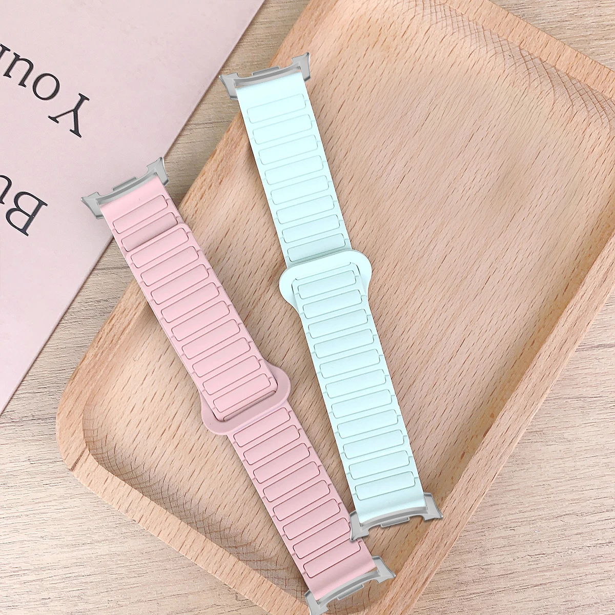 Two color Magnetic strap for Samsung galaxy watch 8 40 44mm silicone band for galaxy 8 classic 46mm waterproof watch bracelet